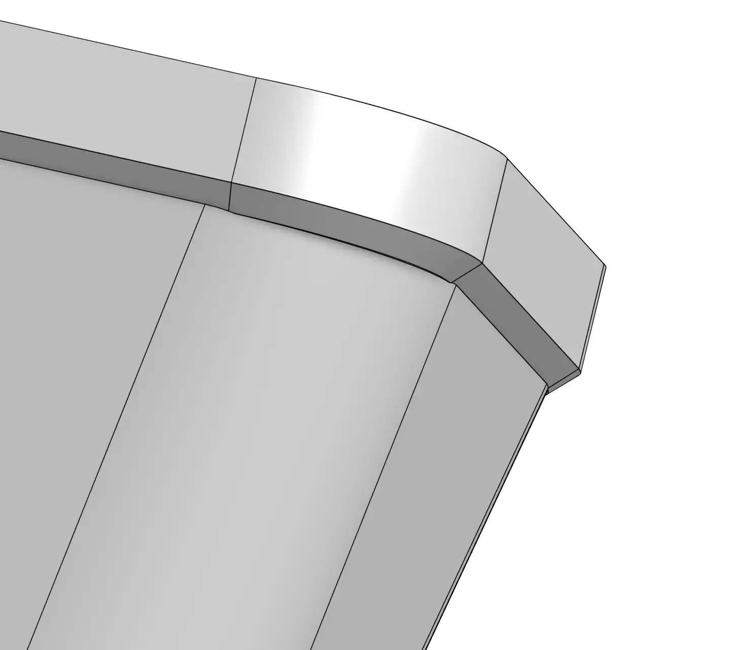 CAD drawing with 45 degree edge